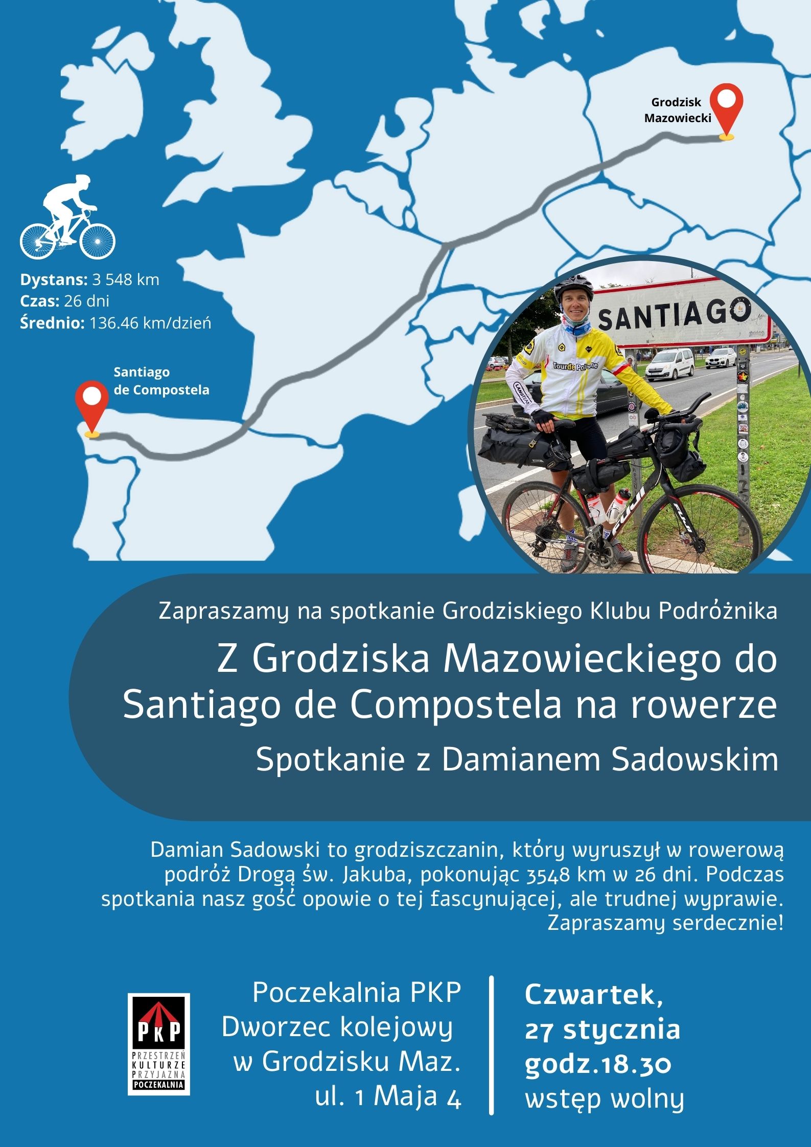 Z Grodziska Mazowieckiego do Santiago de Compostela na rowerze – spotkanie z Damianem Sadowskim